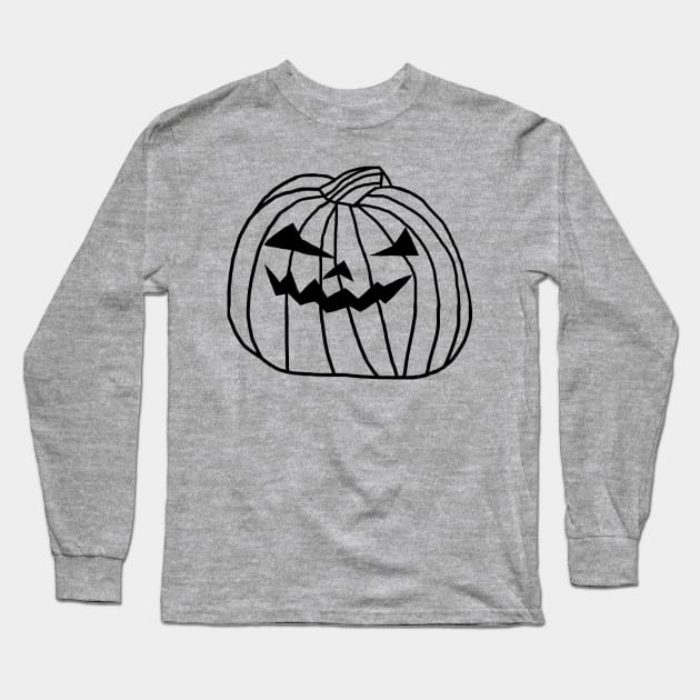 Big Halloween Horror Pumpkin Outline Long Sleeve T-Shirt by ellenhenryart